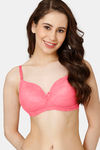 Rosaline Padded Non Wired 3/4th Coverage Lace Bra - Pink Lemonade — thumbnail 1